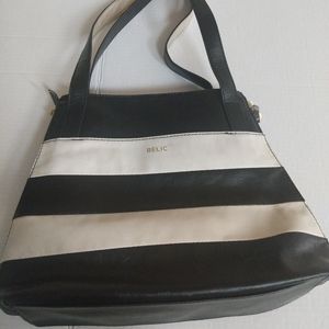 Relic Alexa Purse Shoulder Bag Black White Stripes Expandable